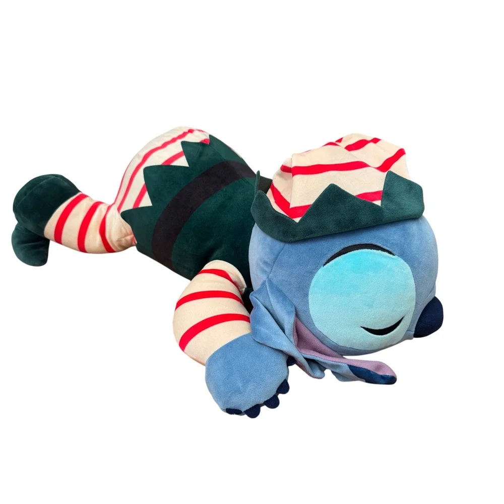 Disney Stitch Plush Kids Blue Christmas Elf Striped Cuddleez Large 24in
